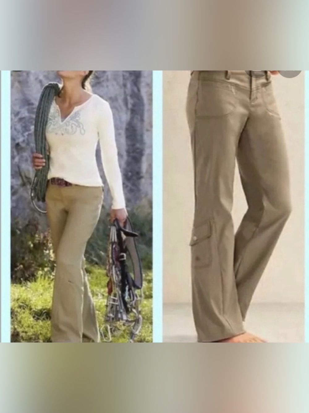 Athleta Dipper Utility Pants Size 4 Heather Taupe Low Rise Flare Hiking Travel